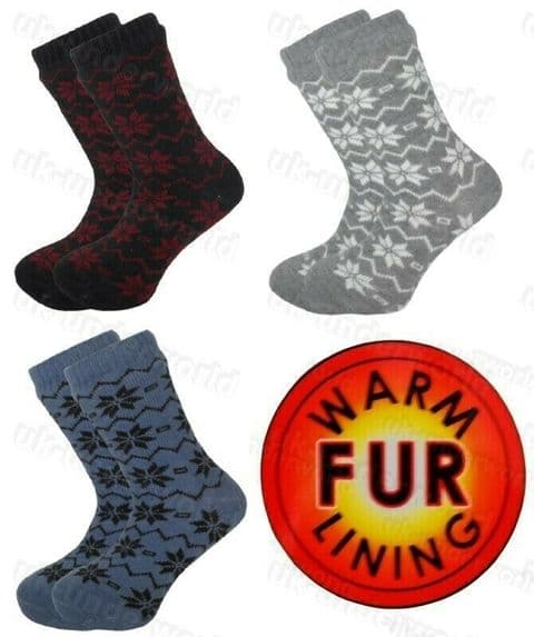 Mens Thermal Socks 4.7 Tog Fleece Sherpa Lining Slipper Gripper Bed 6-11 Socks