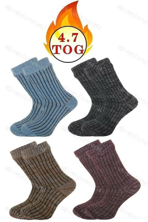 Mens Thermal Socks 4.7 Tog Fleece Sherpa Lining Slipper Gripper Bed Loungewear
