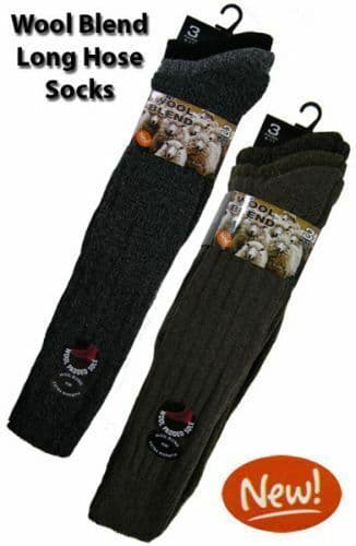 Mens Thermal Socks Long Length Boot Wool Blend Long Hose Cushioned Sole 3 Pairs