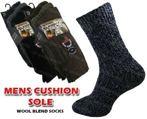 Mens Thermal Socks Thick Wool Work Boots Walking Hiking Winter Warm 3 Pairs