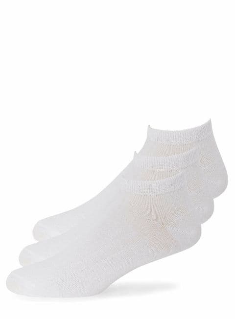 Mens Trainer Socks 3 Pairs Ex-Store White Ankle Shoe Liners Adults 6-11