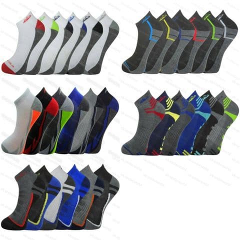 Mens Trainer Socks Cushioned Sole Liner Sports Running Gym Hiking Adults 6 Pairs