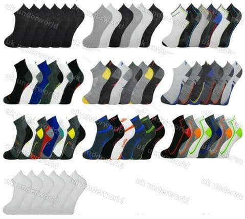 Mens Trainer Socks Liner Adults Running Cycle Gym Sports Shoe Liners 6 Pairs