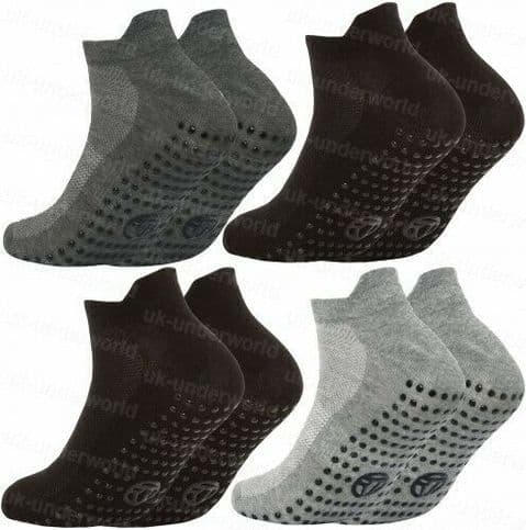 Mens Trainer Socks Non Slip Gripper Sole Shoe Liner Gym Sportswear 3 Pairs 6-11