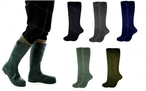 Mens Welly Socks Adults Long Wellington Boot Wellie Liners Gardening Fishing