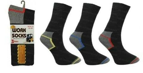 Mens Work Socks 3 Pairs Heavy Duty Thick Thermal Padded Safety Boots Workwear