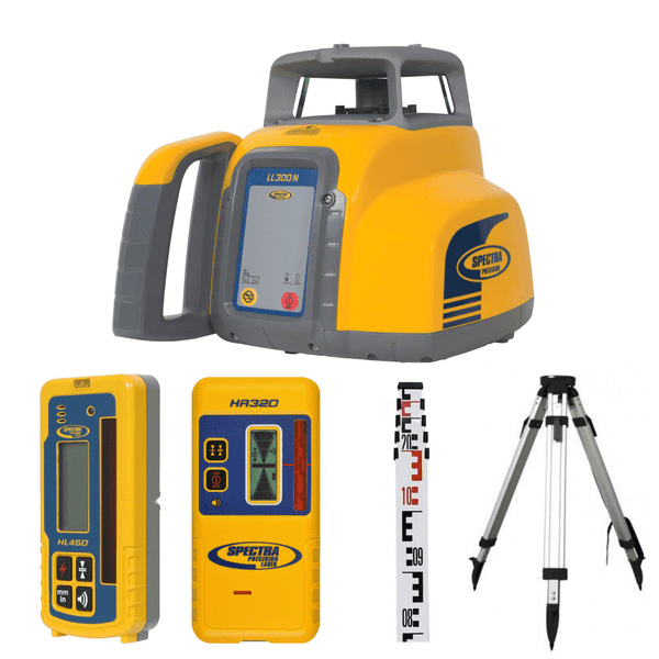 Spectra Precision LL300N Rotating Laser Level Kit with Receiver, Tripod & Staff - Great Warranty