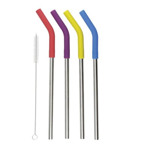 DRINKING STRAWS SILICONE TIP  PACK OF 4