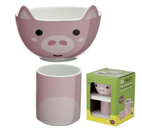 Pig Porcelain Mug and Bowl Set