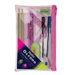 Helix Oxford Clash Pink and Green Filled Pencil Case