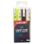 Pack of 4 Mixed Fine uni Chalk PWE-3MS Chalk Markers