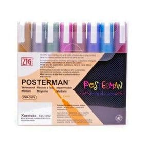 Pack of 8 Metallic Zig Posterman Waterproof Liquid Chalk Markers 2mm Medium