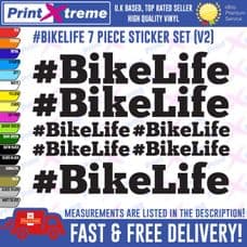 #BIKELIFE  7 assorted sized  Hashtag Bikelife stickers V1