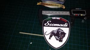 1x Scomadi Badge Logo Printed Decal Sticker, Vespa innocenti mod nos vinyl WHITE