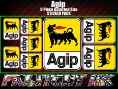 Agip Sticker Pack 8 Piece assorted size, Cagiva, Derbi, Vespa, Gilera, Swingarm