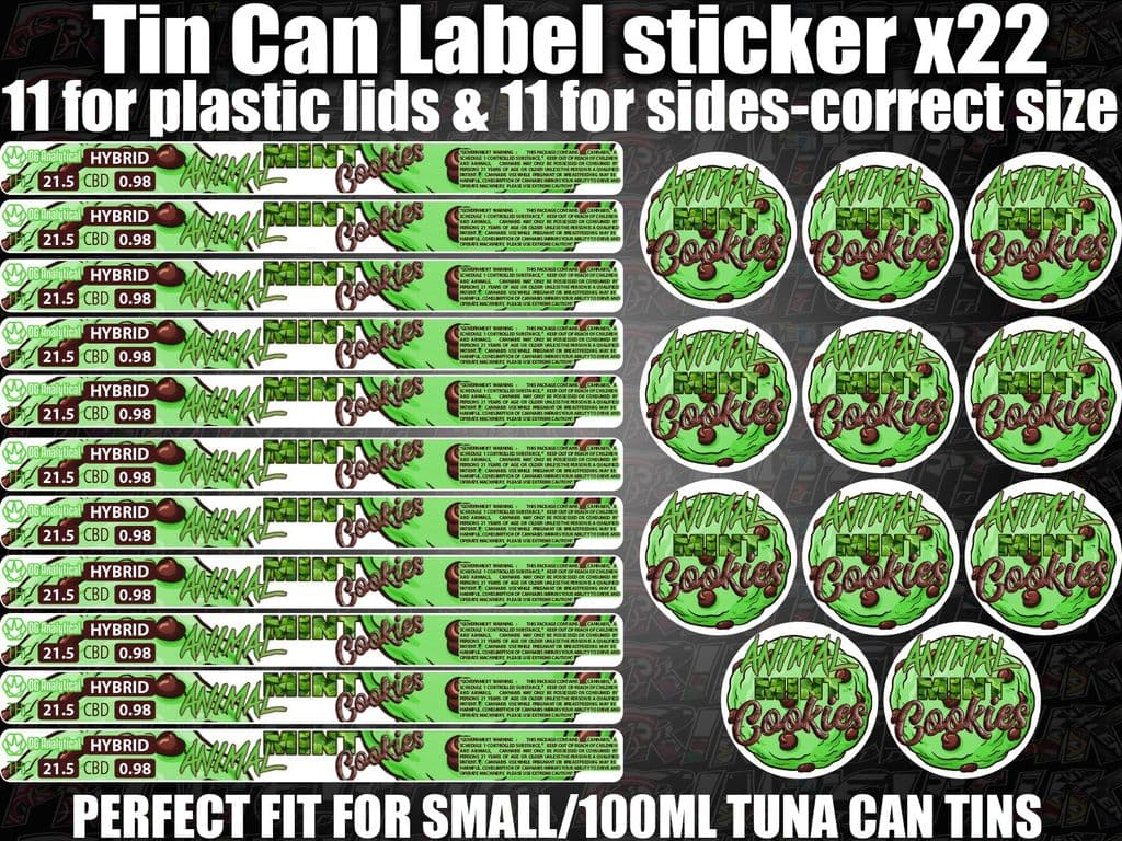 BADAZZ COOKIES Cali pressitin tuna Tin Labels Stickers  HIGH QUALITY 