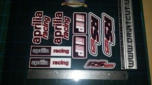 Aprilia RS125 DECALS STICKERS 3 COLOUR BLACK RED WHITE RS 125 Racing IP 9 piece