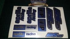 Aprilia RS125 DECALS STICKERS 3COLOUR Blue Black Silver RS 125 Racing IP 9 piece
