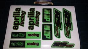Aprilia RS125 DECALS STICKERS LIME GREEN BLACK DARK RED RS 125 Racing IP 9 piece
