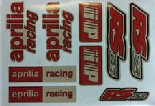 Aprilia RS125 DECALS STICKERS RED & WHITE, RS 125 Racing IP 9 piece