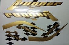 Gilera Runner 50/125 sp new shape sticker set, black soul, Gold/black Printed Decals