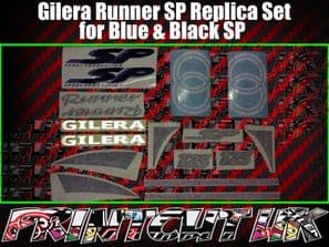 Gilera Runner SP Stickers Decals, Blue & Black, Set, Kit, Rep, 50 70 125 172 180