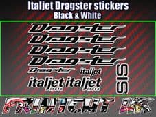 Italjet Dragster Decals Stickers BLACK & WHITE 9 piece set 50 70 125 172 180