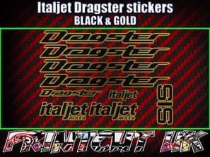 Italjet Dragster Decals Stickers GOLD & BLACK 9 piece set 50 70 125 172 180