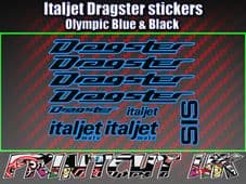 Italjet Dragster Decals Stickers OLYMPIC BLUE & BLACK 9 piece 50 70 125 172 180