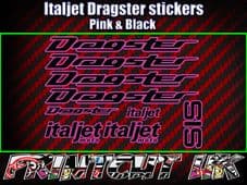 Italjet Dragster Decals Stickers PINK & BLACK 9 piece set 50 70 125 172 180