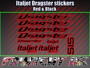 Italjet Dragster Decals Stickers RED & BLACK 9 piece set 50 70 125 172 180 Drag