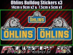 Ohlins Bulldog Decal Stickers x3 Suspension car van Bike Shock motorcycle biker