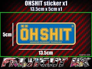 OHSHIT Funny Ohlins Sticker Car Bike Quad Toolbox Van Suspension rude OH NO