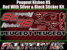 Peugeot Kisbee RS Decals/Stickers Red Silver Black Multicolour