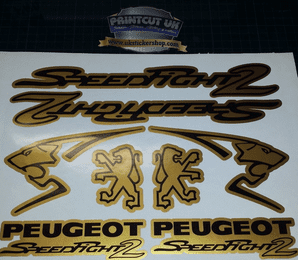 Peugeot Speedfight 2 Sticker/Decal Set  *GOLD & BLACK* 50, 70, 100, speedy pug