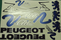 Peugeot V-Clic Vclic VClick Decals/Stickers Pug Scooter blue/black/silver