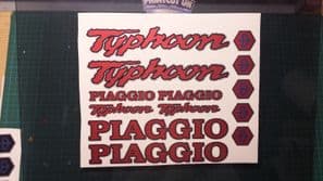 Piaggio Typhoon Decals/Stickers 50 70 80 125 172 183  Red Grey Silver 11 piece