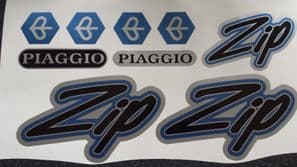 Piaggio ZIP Decals / Sticker Set Full Colour Blue, Black, Silver