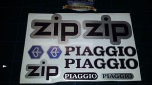 Piaggio ZIP Printed Decals / Stickers set Kit Black Blue Silver