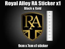 Royal Alloy RA Badge Printed Decal Sticker GT125 GT200 GP125 GP200 Scomadi Gold