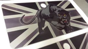 Scomadi Glove Box Sticker Wrap Decal BLACK/GREY/SILVER UNION JACK with PANTHER