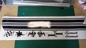 SCOMADI GP style straight side panel stripe sticker kit, ALL COLOURS FULL LENGTH