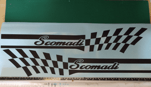 Scomadi TL125 TL50 side panel stripe Flag sticker kit Chequers Checkers type 2