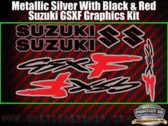 Suzuki GSXF Red Black Silver Graphics Sticker Kit, 7 piece Set