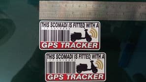 This SCOMADI Is Fitted with a GPS Tracker Stickers Decal x2 Alarm Lock Antitheft