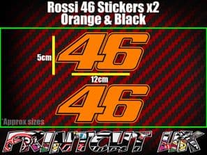 Valentino Rossi 46 Decal Sticker x2 laptop helmet bike car scooter 46 agv ORANGE