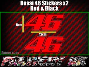Valentino Rossi 46 Decal Sticker x2 laptop helmet bike car scooter 46 agv RED