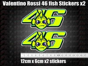 Valentino Rossi 46 Fish Decals Stickers x2 helmet bike car scooter 46 agv GP