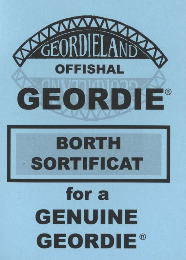 Geordieland Offishal Borth Sortificat - Blue
