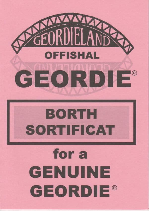 Geordieland Offishal Borth Sortificat - Pink